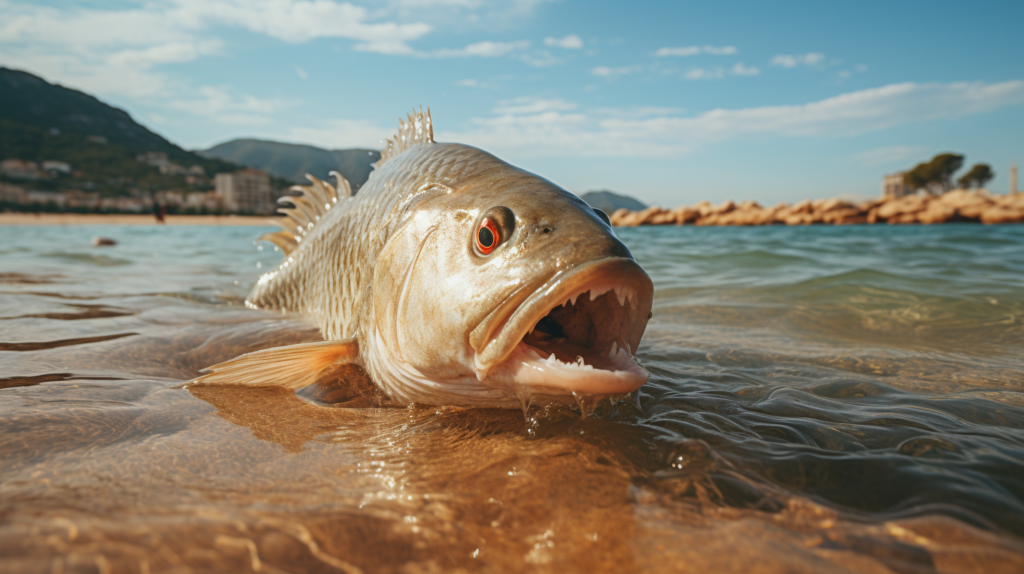 Ein agressiver Fisch am Strand von Mallorca