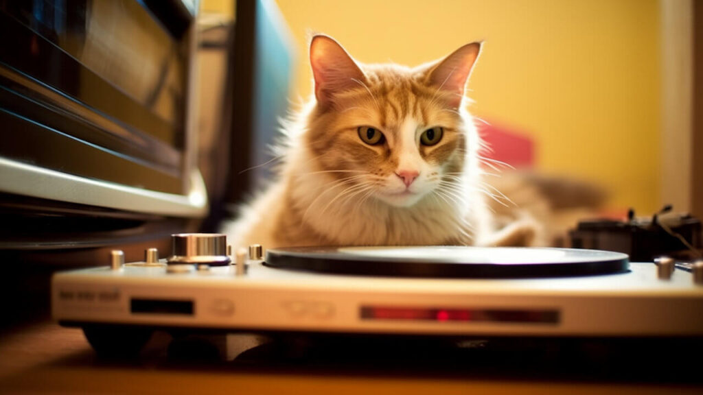 Katze hört Musik
